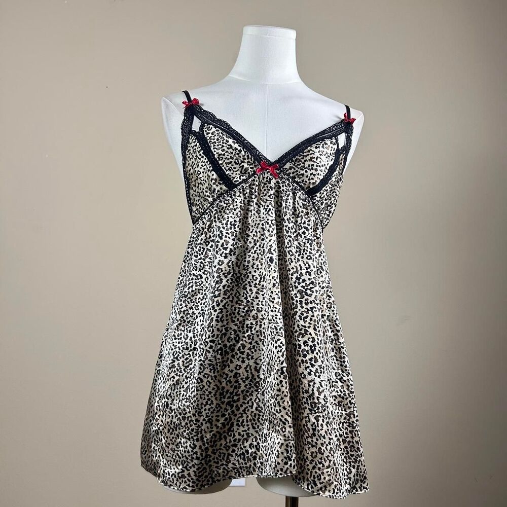 In Bloom Leopard and Red Bow Slipp Dress